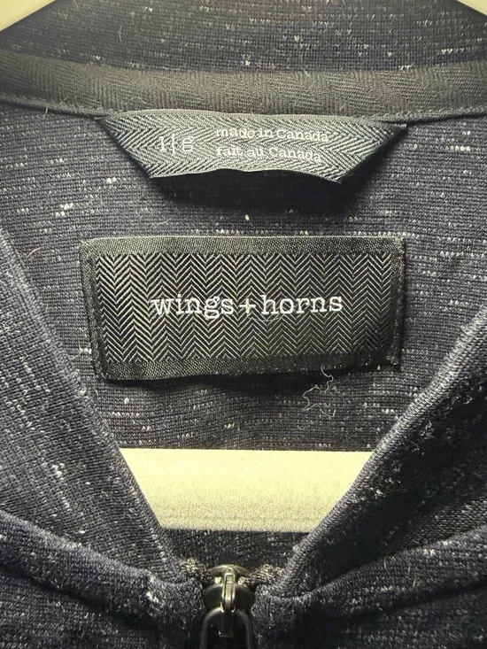 Wings + Horns Heather Navy Zip-Up Sweater - Picture 3 of 3